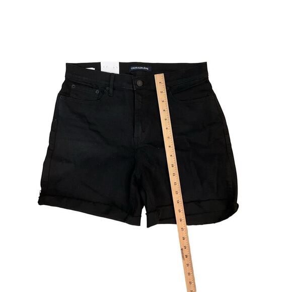 Calvin Klein Mom Cuff Shorts Women's 10 Black Denim Dark Wash Cotton 5-Pockets - Picture 5 of 5